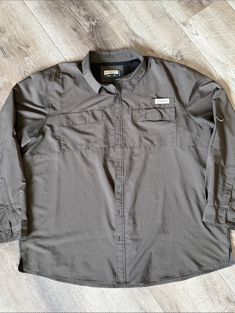 Magellan Outdoors Men's Lightweight Gray Button-Front Classic Fit